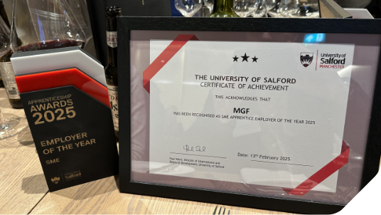 MGF Wins Employer Award at Salford Awards Evening